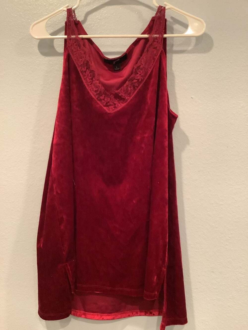 GnW Red Velvet Lace Cami Tank Top Size L